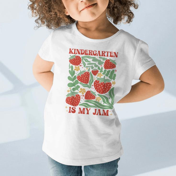 Kindergarten Is My Jam Boho Floral Strawberry Back To School Graphic Toddler T-Shirt