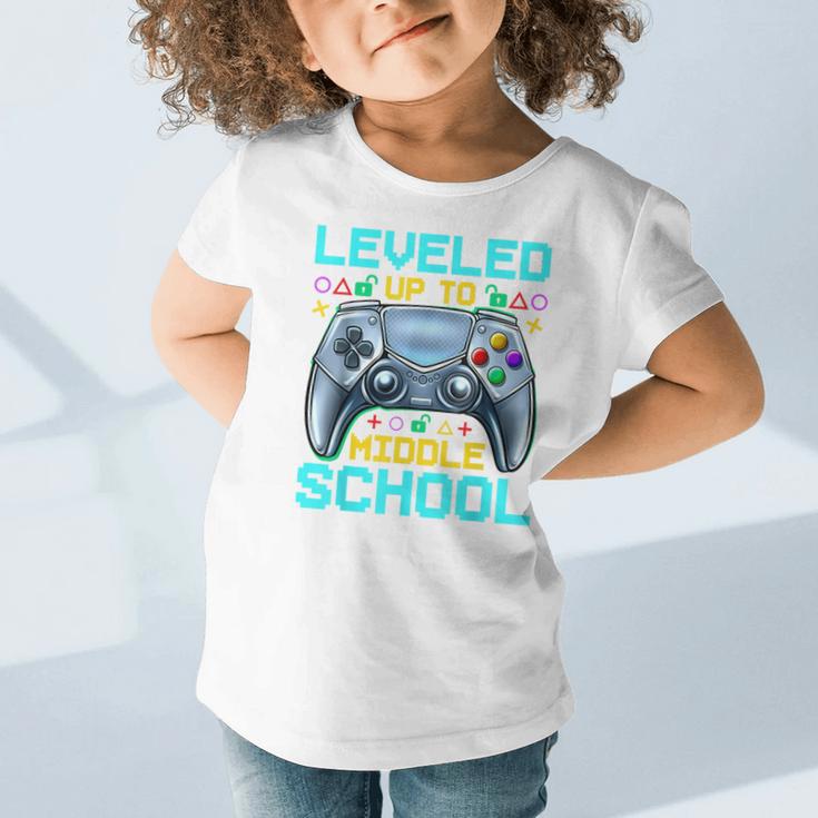 Leveled Up To Middle School Video Gamer Back To School Boys Graphic Toddler T-Shirt