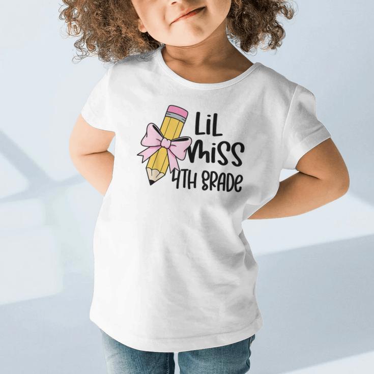 Lil Miss 4th Grade Coquette Bow Pencil Back To School Girls Graphic Toddler T-Shirt