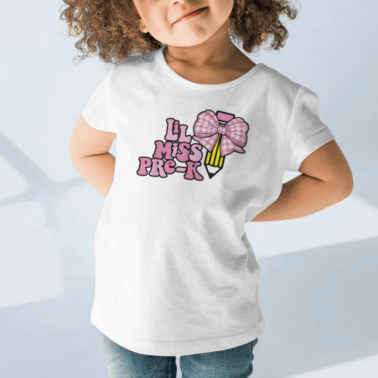 LiL Miss Pre-K Back To School Girls Coquette Bow First Day Graphic Toddler T-Shirt LiL Miss Pre-K Back To School Girls Coquette Bow First Day Graphic Toddler T-Shirt