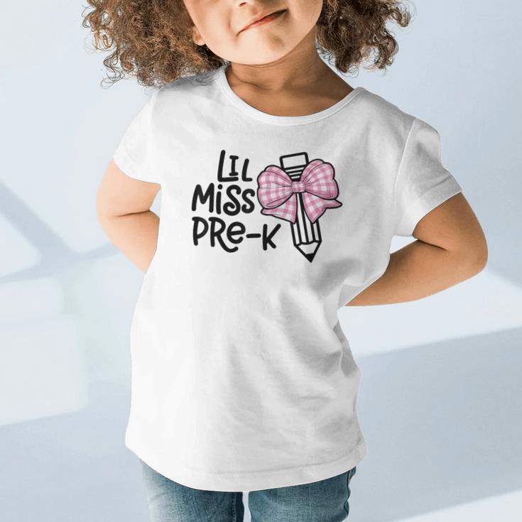 LiL Miss Pre-K Girls Coquette Bow Gingham Bow Back To School Graphic Toddler T-Shirt LiL Miss Pre-K Girls Coquette Bow Gingham Bow Back To School Graphic Toddler T-Shirt