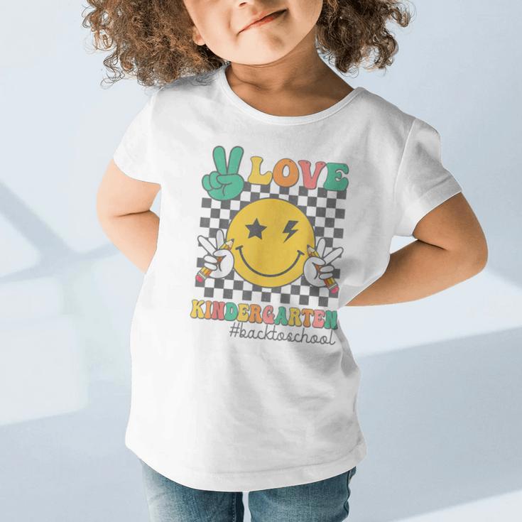 Peace Love Kindergarten Smile Face Hippie Back To School Graphic Toddler T-Shirt