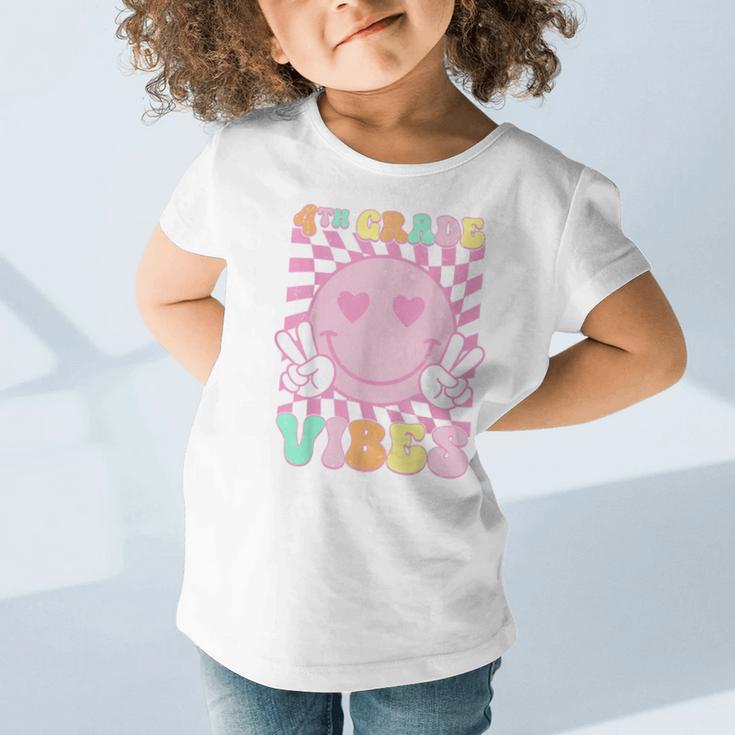 Pink 4th Grade Vibes Smile Face Back To School Fourth Grade Graphic Toddler T-Shirt Pink 4th Grade Vibes Smile Face Back To School Fourth Grade Graphic Toddler T-Shirt