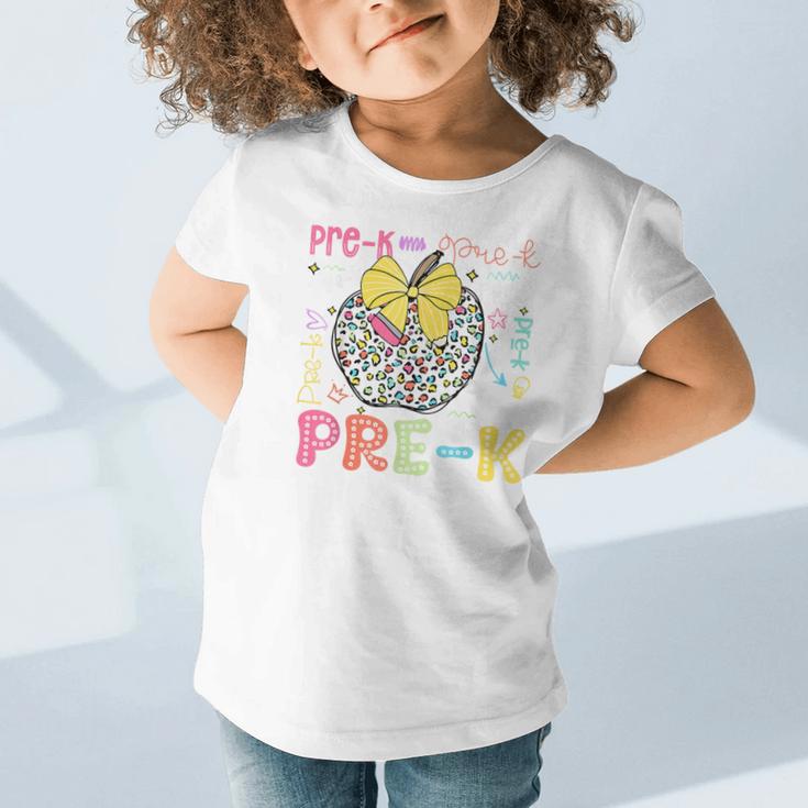 Pre-K Typography First Day Back To School Leopard Apple Graphic Toddler T-Shirt Pre-K Typography First Day Back To School Leopard Apple Graphic Toddler T-Shirt