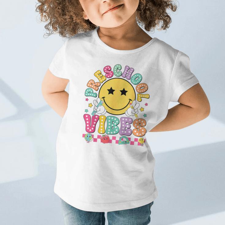 Preschool Vibes Smile Face Back To School Kinder Girls Kids Graphic Toddler T-Shirt