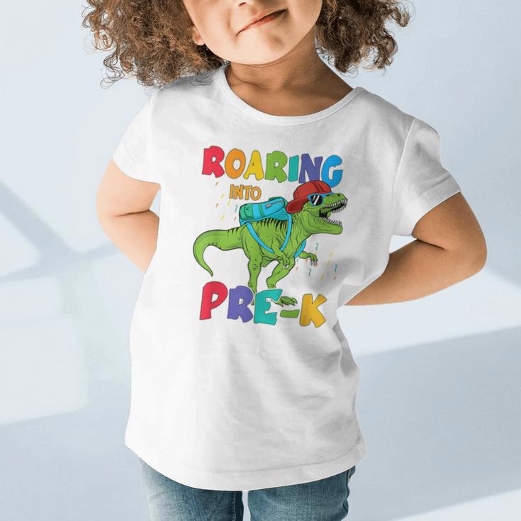 Roaring Into Pre-K Preschool Dinosaur Back To School Graphic Toddler T-Shirt
