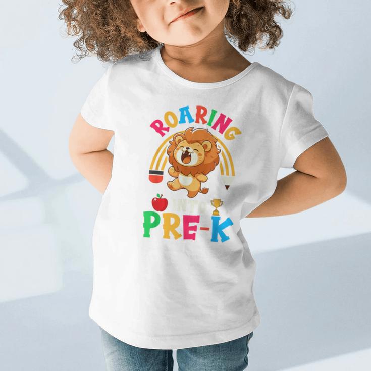 Roaring Into Pre-Kindergarten Lion Pre K Back To School Graphic Toddler T-Shirt