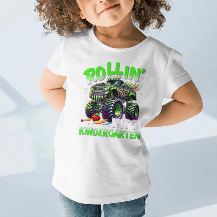 Rollin' Into Kindergarten Monster Truck Back To School Boys Graphic Toddler T-Shirt