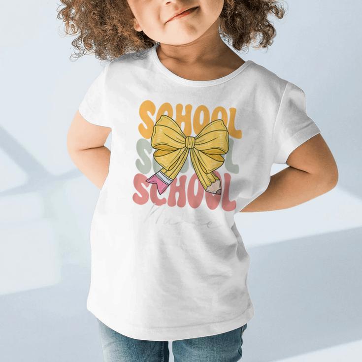 School Nurse Groovy Coquette Bow Cute Back To School Graphic Toddler T-Shirt School Nurse Groovy Coquette Bow Cute Back To School Graphic Toddler T-Shirt