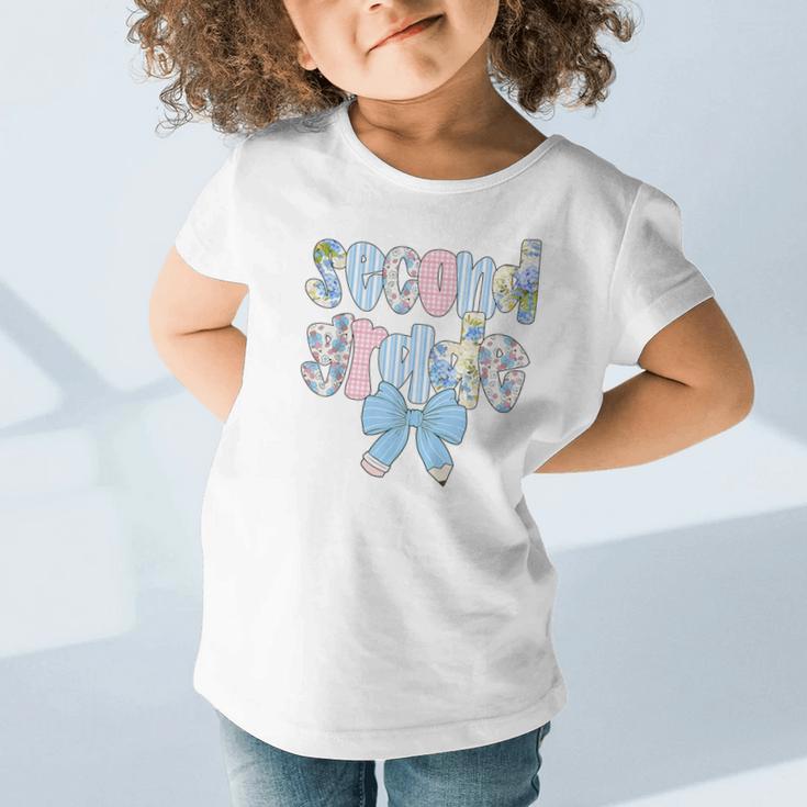 Second Grade Coquette Bow Pencil First Day Back To School Graphic Toddler T-Shirt Second Grade Coquette Bow Pencil First Day Back To School Graphic Toddler T-Shirt