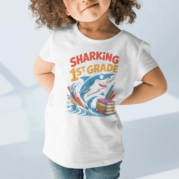 Sharking Into 1st Grade Back To School Shark Graphic Toddler T-Shirt Sharking Into 1st Grade Back To School Shark Graphic Toddler T-Shirt
