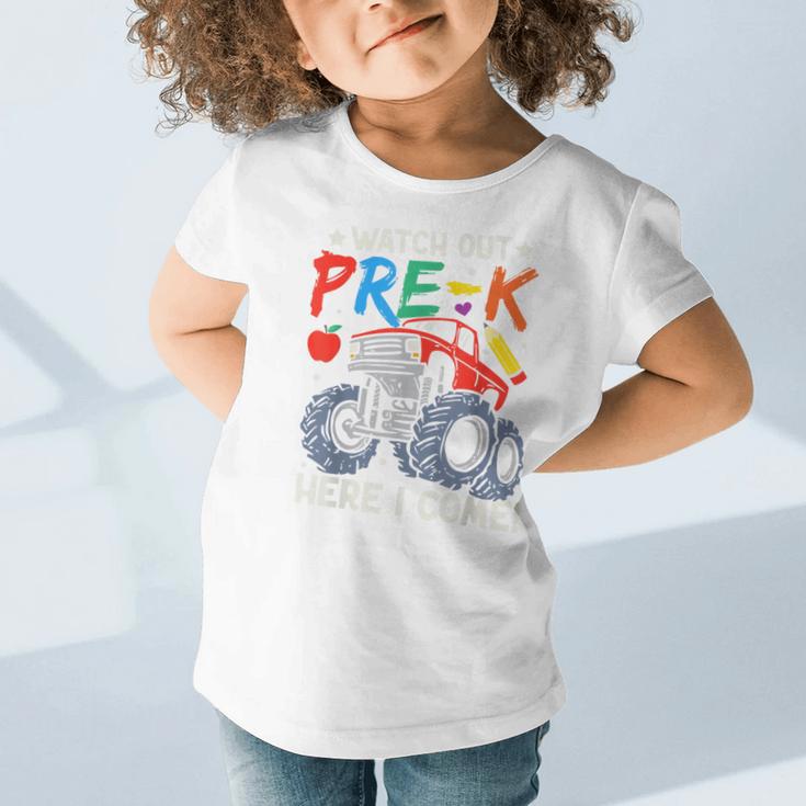 Watch Out Pre-K Here I Come Monster Truck Back To School Graphic Toddler T-Shirt