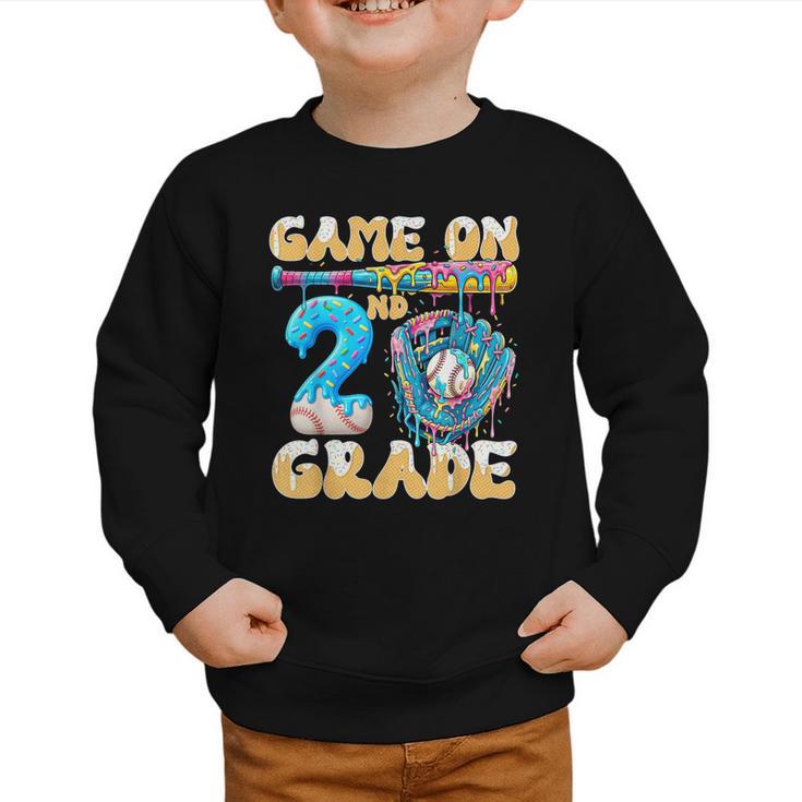 2nd Grade Back To School Baseball Drip Ice Cream Game On Graphic Toddler Sweatshirt