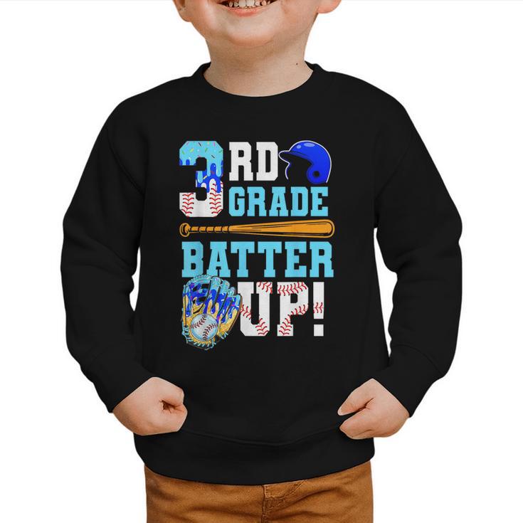 3rd Grade Back To School Baseball Drip Ice Cream Batter Up Graphic Toddler Sweatshirt