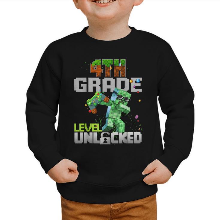 4th Grade Level Unlocked Back To School Pixel Game Graphic Toddler Sweatshirt