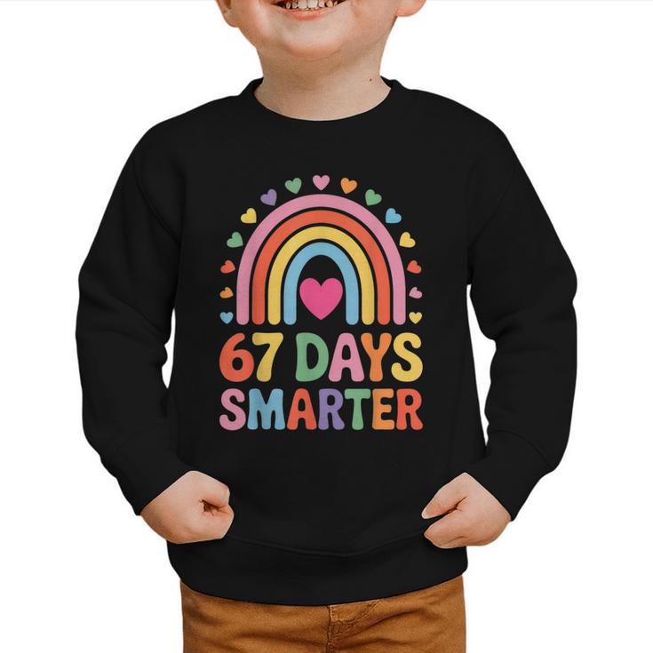 67 Days Smarter Rainbow For Back To School Kids Graphic Toddler Sweatshirt