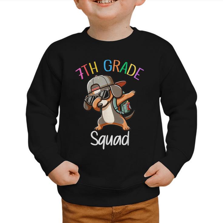 7th Grade Squad Dachshund Dabbing Kids Back To School Graphic Toddler Sweatshirt