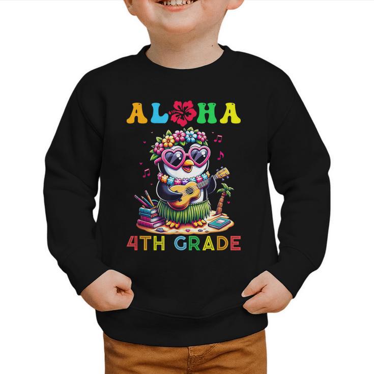 Aloha Fourth Grade Penguin Hawaii Back To School Kids Girl Graphic Toddler Sweatshirt