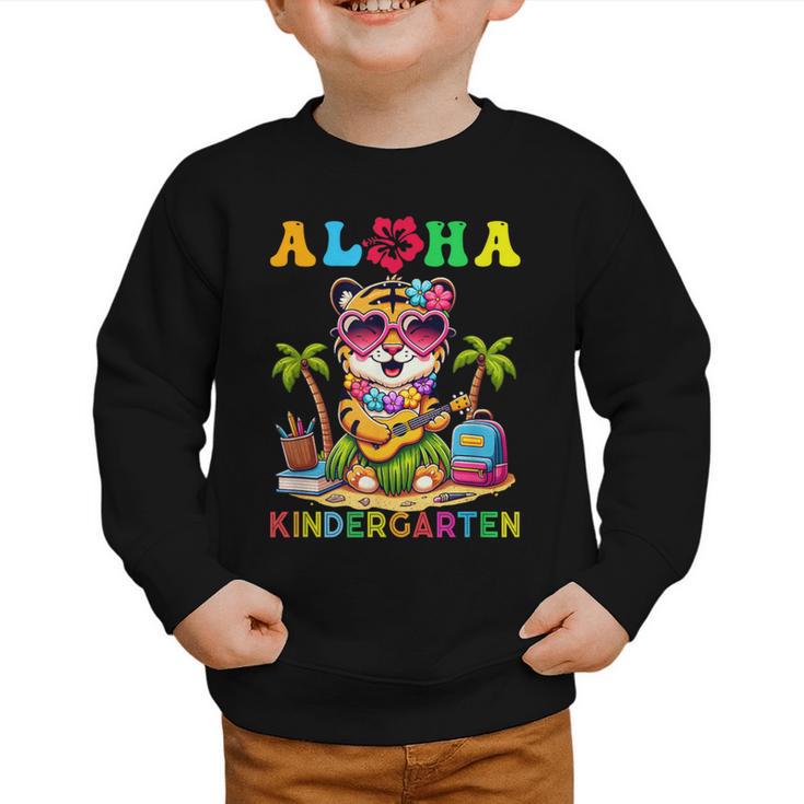 Aloha Kindergarten Tiger Hawaii Back To School Kids Girls Graphic Toddler Sweatshirt