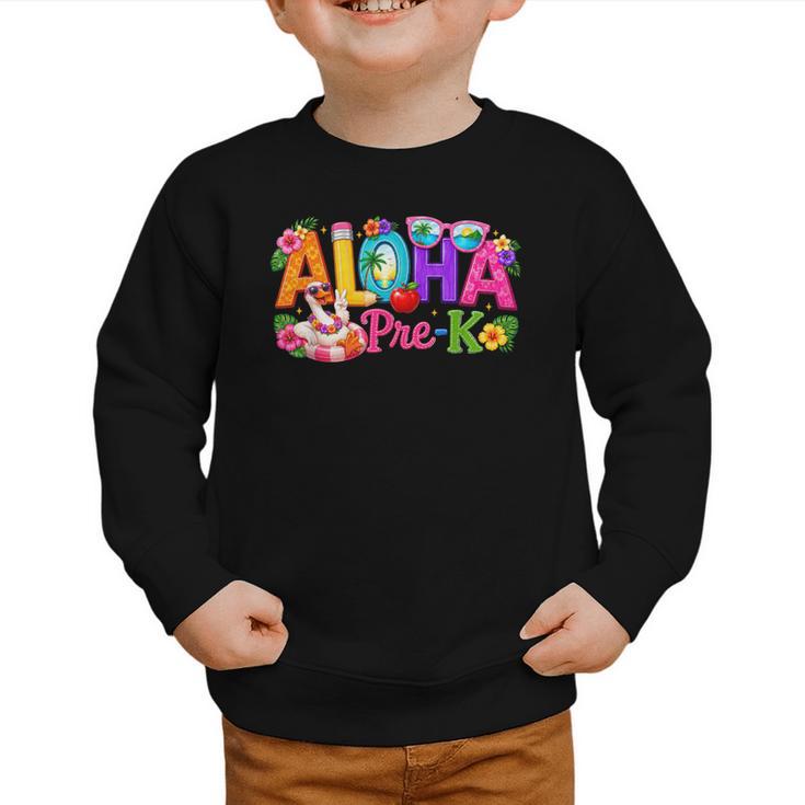 Aloha Pre-K Tropical Floral Beach Silly Goose Back To School Graphic Toddler Sweatshirt