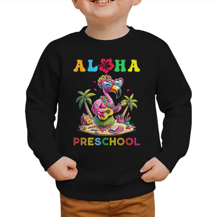 Aloha Preschool Flamingo Hawaii Back To School Kids Girl Graphic Toddler Sweatshirt