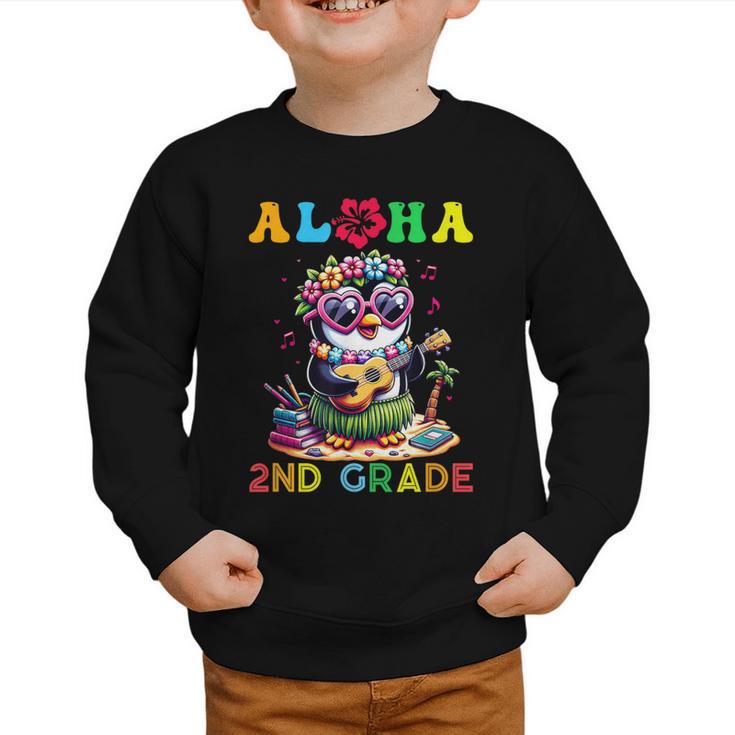 Aloha Second Grade Penguin Hawaii Back To School Kids Girl Graphic Toddler Sweatshirt