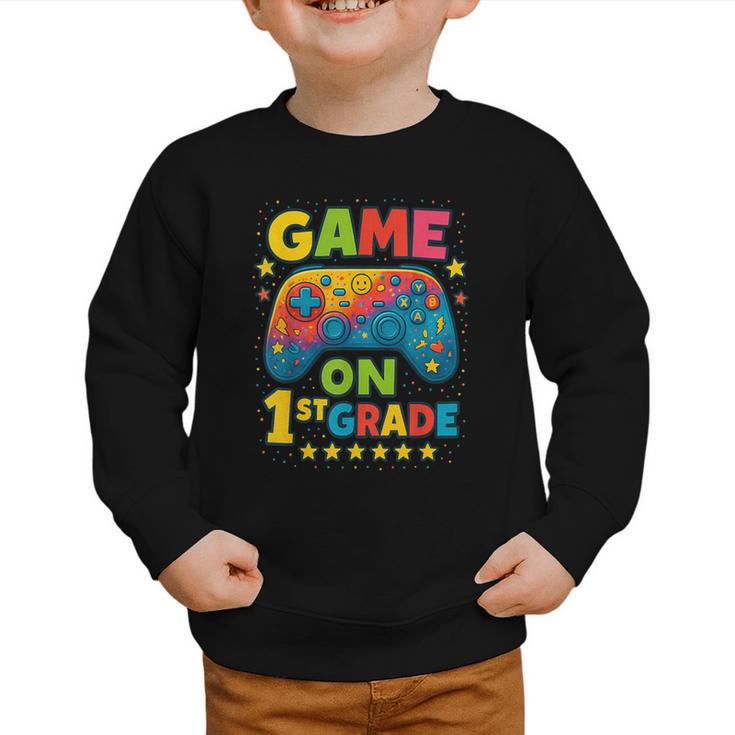Back To School 1st Grade Boys Gamer First Day School Level Graphic Toddler Sweatshirt