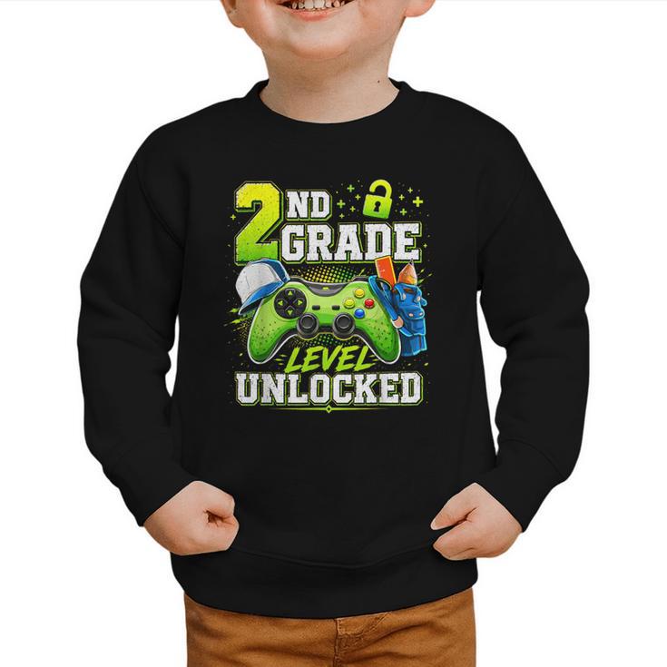 Back To School 2nd Second Grade Level Unlocked Gamer Kid Graphic Toddler Sweatshirt Back To School 2nd Second Grade Level Unlocked Gamer Kid Graphic Toddler Sweatshirt