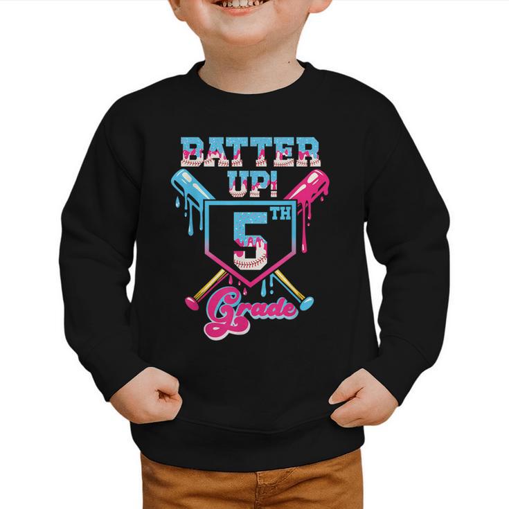 Back To School 5th Grade Batter Up Baseball First Day Boys Graphic Toddler Sweatshirt