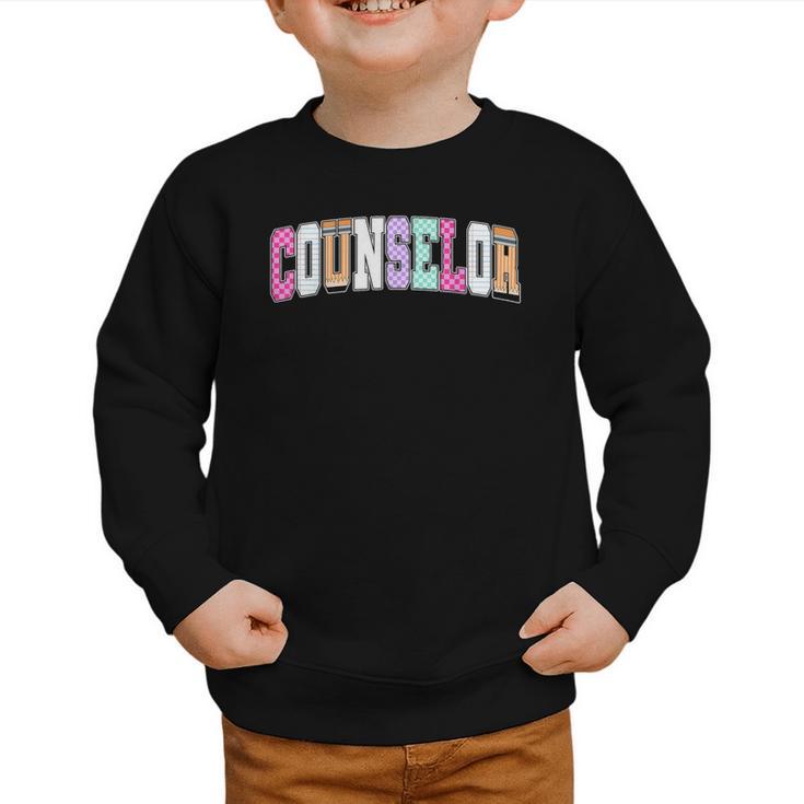 Back To School Counselor Preppy Checkered Counselor Life Graphic Toddler Sweatshirt