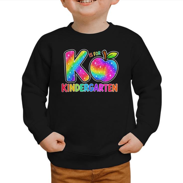 Back To School F Is For Kindergarten Rainbow Apple Kid Graphic Toddler Sweatshirt