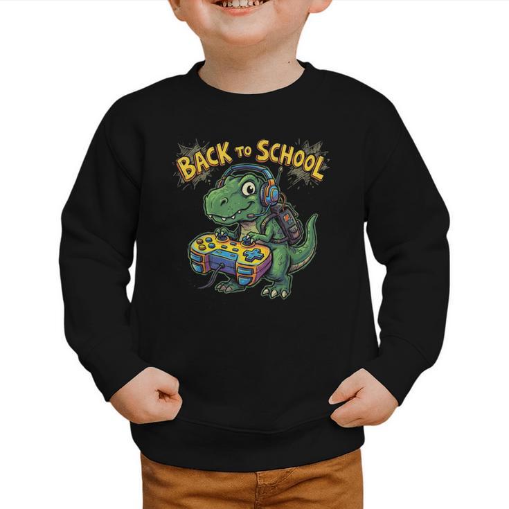 Back To School Gaming First Grade Dinosaur T Rex Boys Graphic Toddler Sweatshirt
