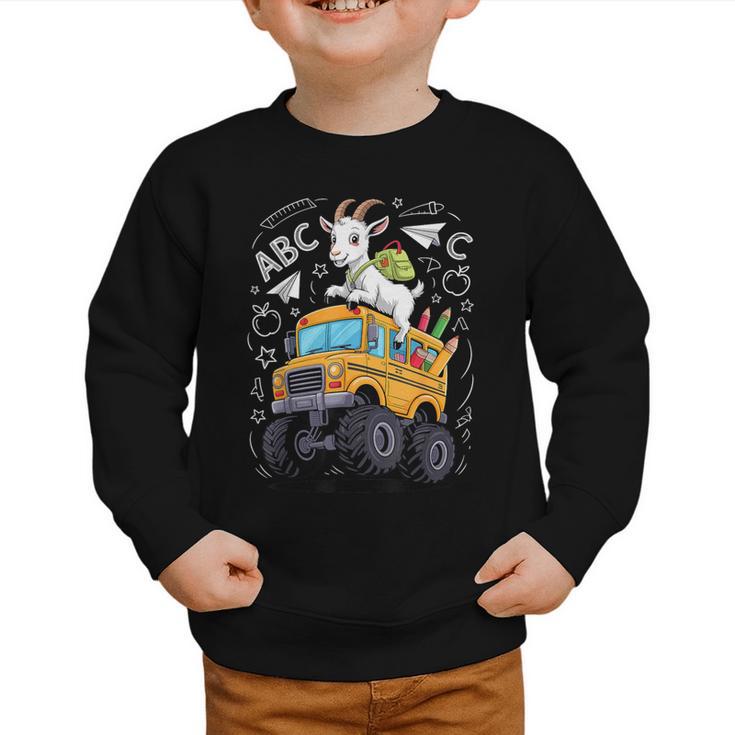 Back To School Goat School Bus 100 Days Of School Graphic Toddler Sweatshirt