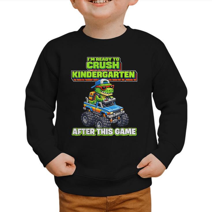 Back To School Kindergarten Retro Monster Truck Dinosaur Boy Graphic Toddler Sweatshirt