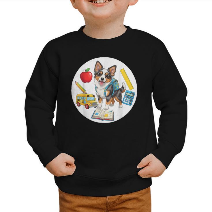 Back To School Miniature American Shepherd Dog Boys Girls Graphic Toddler Sweatshirt