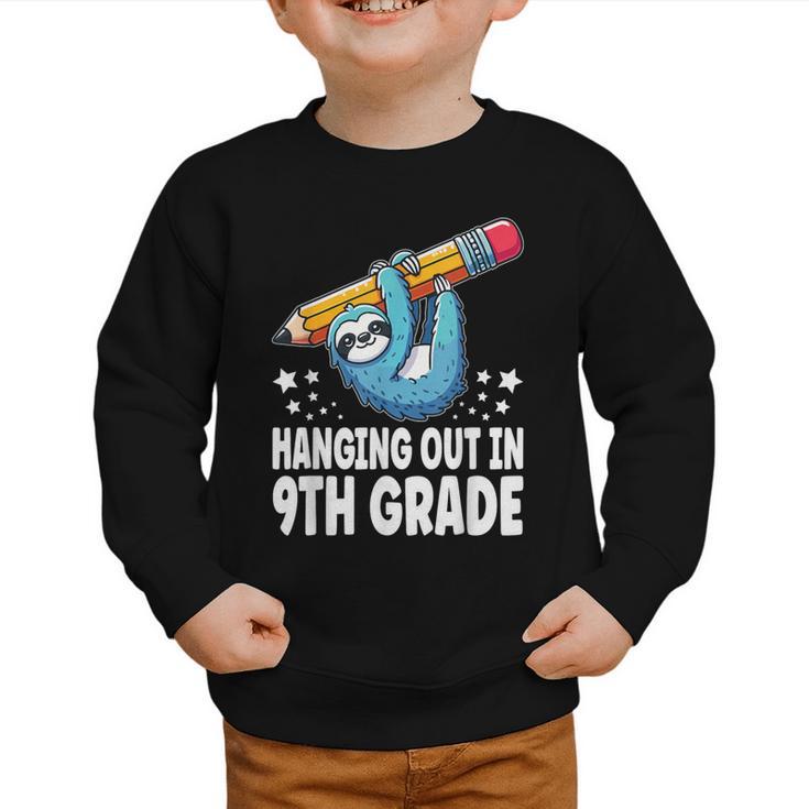 Back To School Ninth Grade Sloth Hanging Out In 9th Grade Graphic Toddler Sweatshirt
