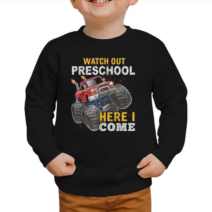 Back To School Preschool Here I Come For Boy Kids Truck Graphic Toddler Sweatshirt