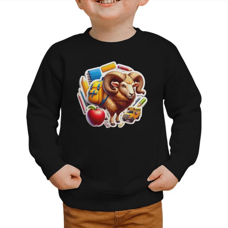 Back To School Ram Boys Girls Student Kids Lover Farmer Cute Graphic Toddler Sweatshirt