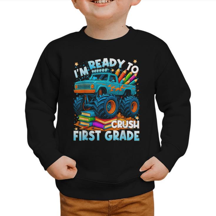 Back To School Ready To Crush 1st Grade Monster Truck Boys Graphic Toddler Sweatshirt Back To School Ready To Crush 1st Grade Monster Truck Boys Graphic Toddler Sweatshirt