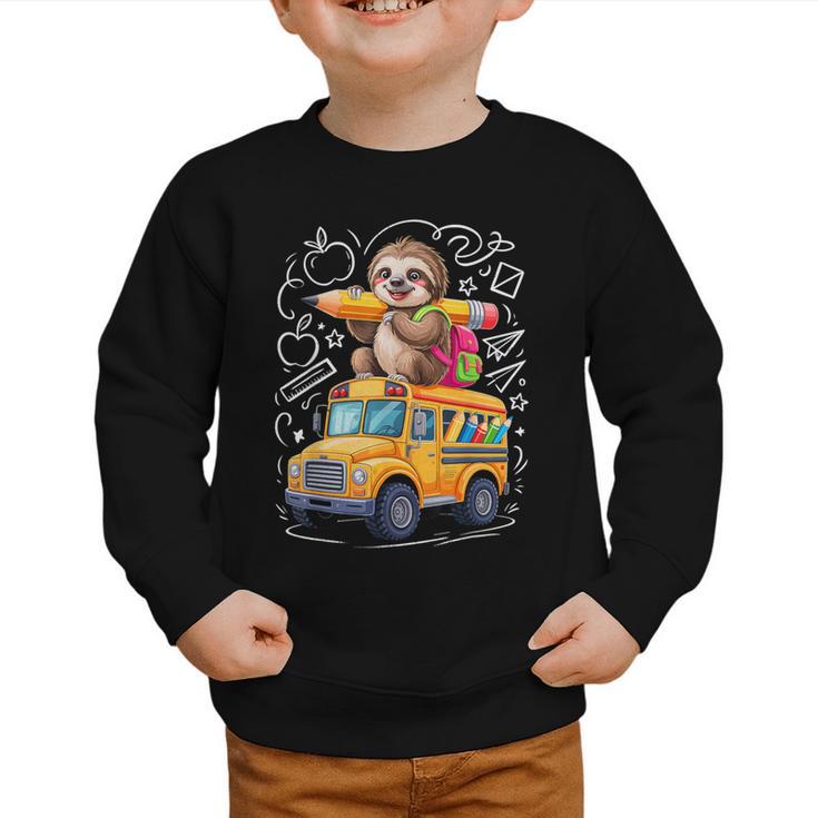 Back To School Sloth School Bus 100 Days Of School Graphic Toddler Sweatshirt