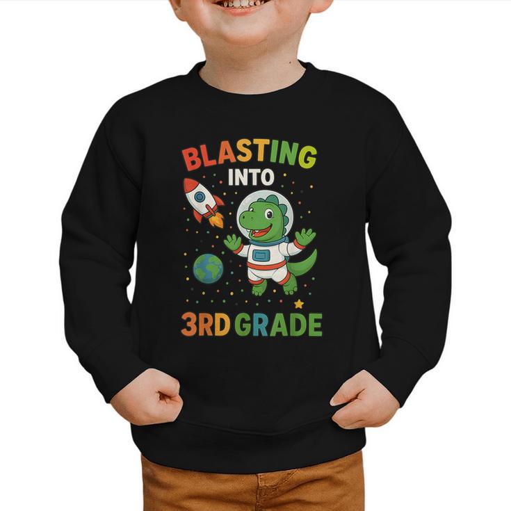 Blasting Into 3rd Grade Dinosaur Astronaut Back To School Graphic Toddler Sweatshirt