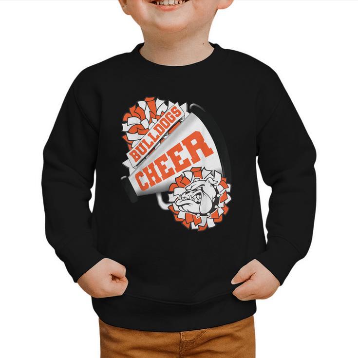 Bulldogs Cheerleading Back To School Cheer Team Orange Graphic Toddler Sweatshirt
