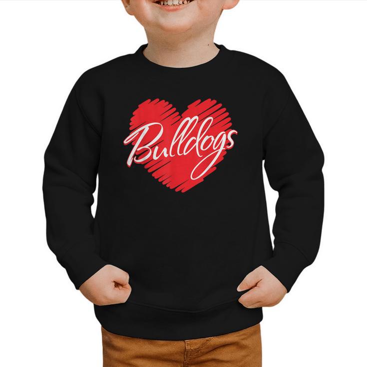 Bulldogs Heart Back To School Spirit R Graphic Toddler Sweatshirt