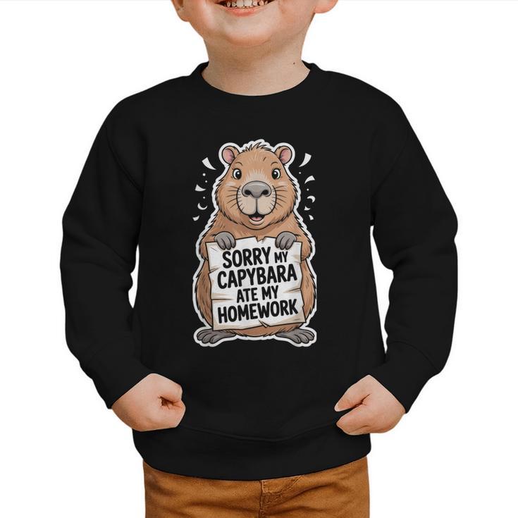 Capybara Ate My Homework Sorry Back To School Animal Graphic Toddler Sweatshirt