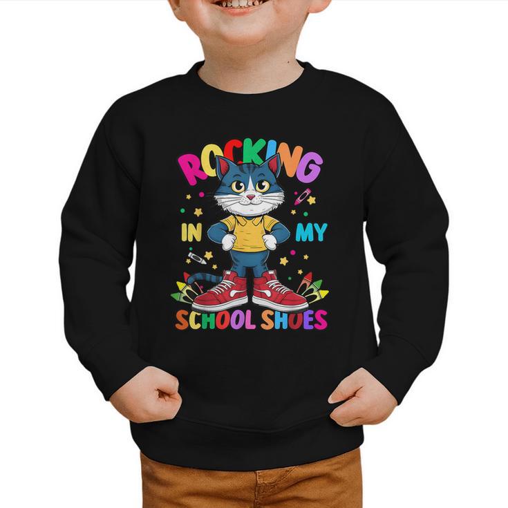 Cat Rocking In My School Shoes Back To School Kids Tee Graphic Toddler Sweatshirt