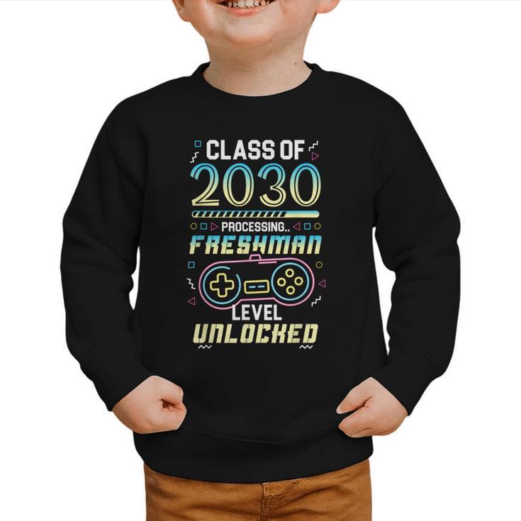 Class 2030 Gaming Freshman Level Unlocked Back To School Graphic Toddler Sweatshirt