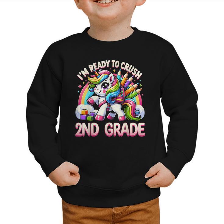 Crush 2nd Grade Girls Back To School Unicorn First Day Cute Graphic Toddler Sweatshirt