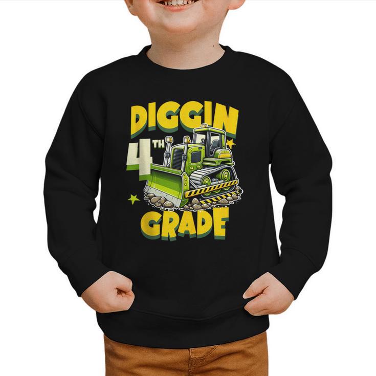 Diggin 4th Grade Bulldozer Back To School Graphic Toddler Sweatshirt