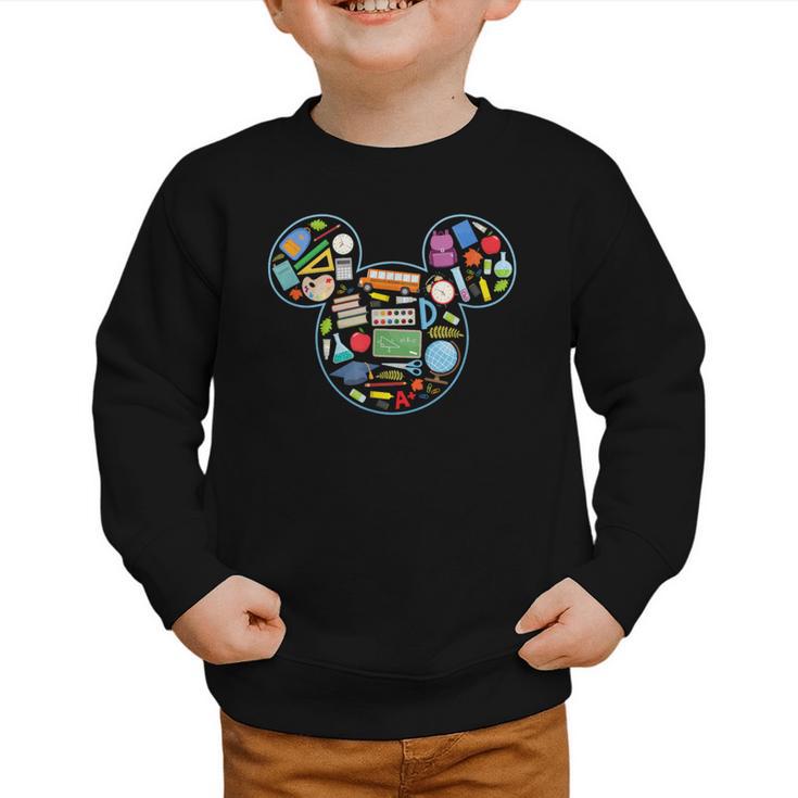 Disney Mickey And Friends Back To School Supplies Logo Fill Graphic Toddler Sweatshirt