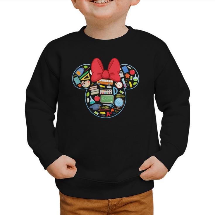 Disney Minnie Mouse Back To School Supplies Face Outline Graphic Toddler Sweatshirt